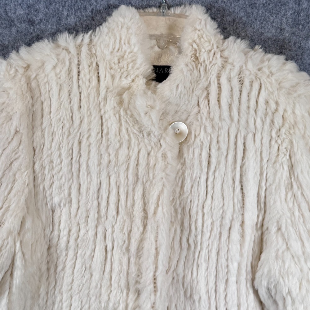 Vtg Bernardo Rabbit Fur Jacket Womens L Shore Coat High Neck Lux Mobwife
